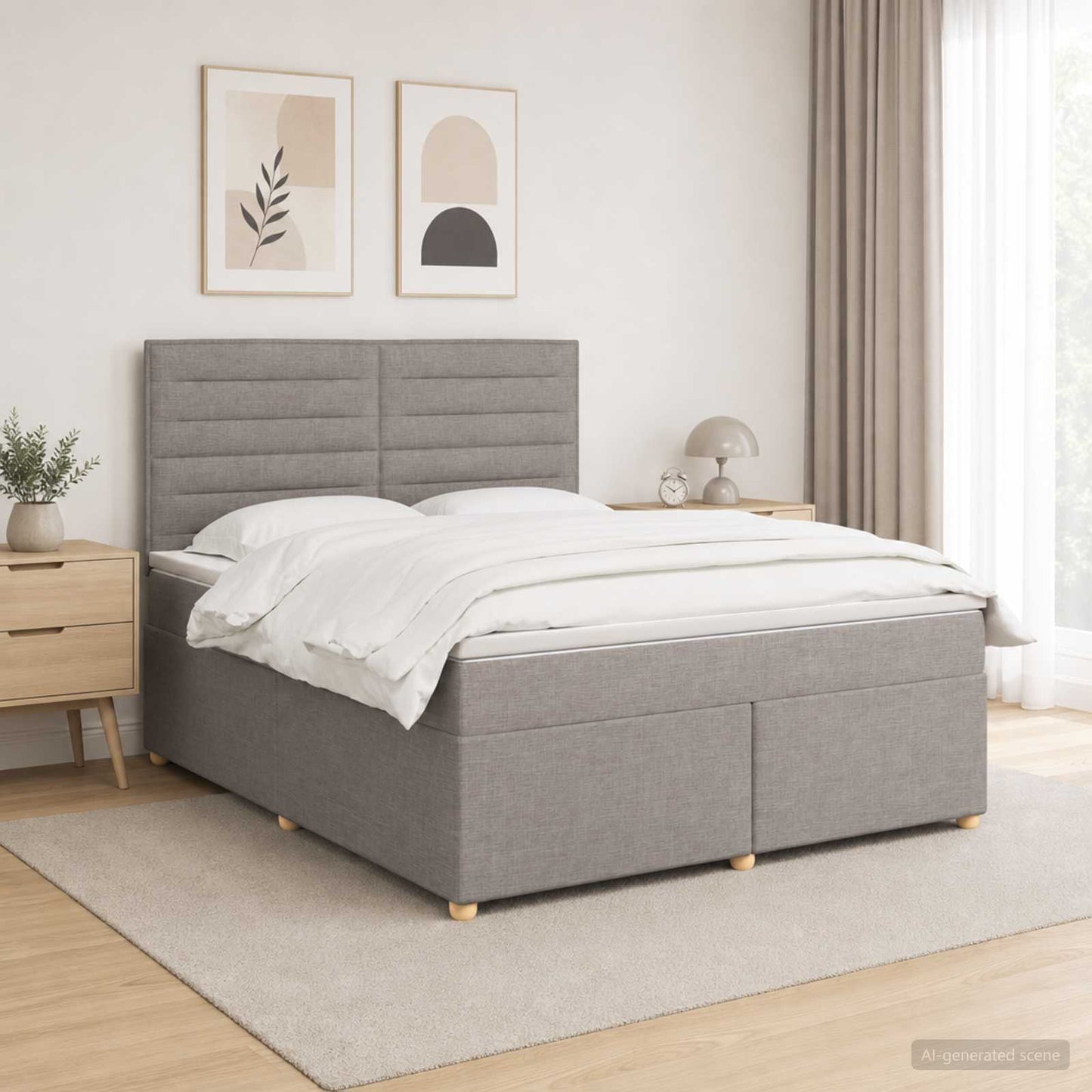 Boxspring ágy matraccal Tópszínű 140 x 200 cm Szövet