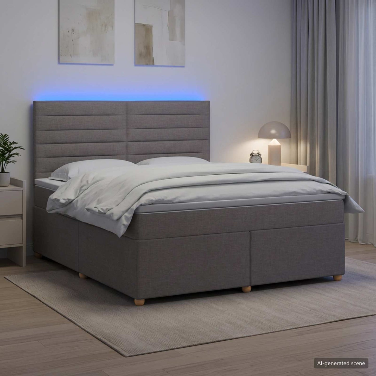 Boxspring ágy matraccal Tópszínű 140 x 200 cm Szövet