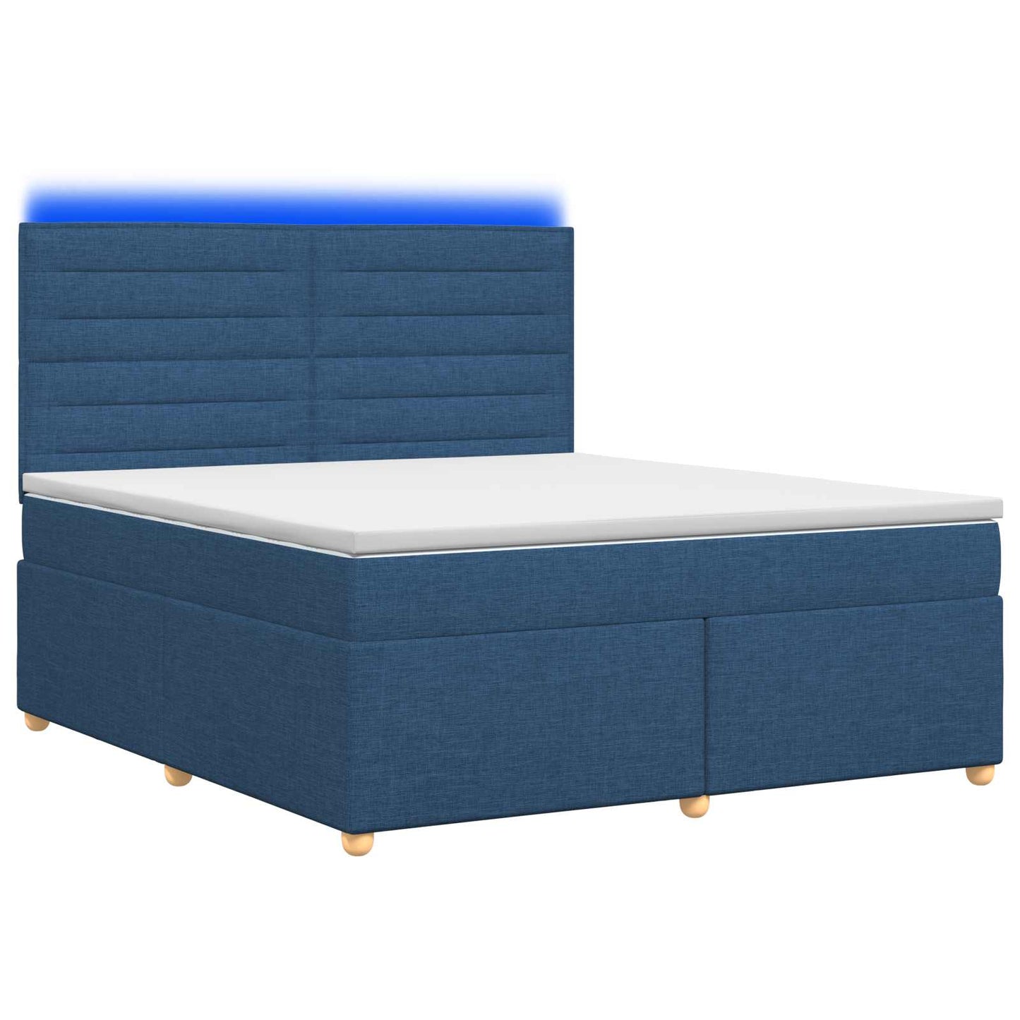 Boxspring ágy matraccal LED szalagokkal Kék 180 x 200 cm Szövet