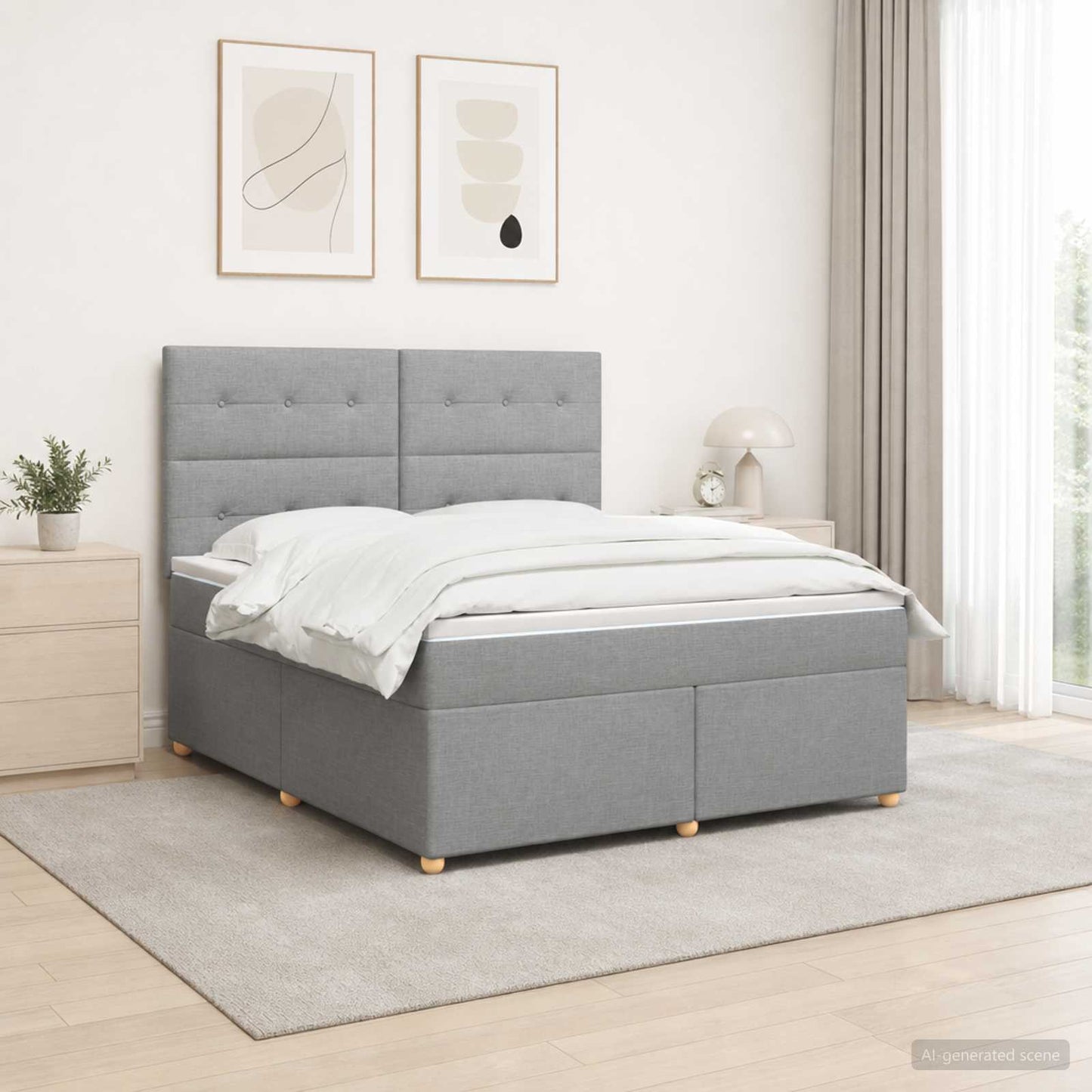 Boxspring ágy matraccal Világosszürke 160 x 200 cm Szövet