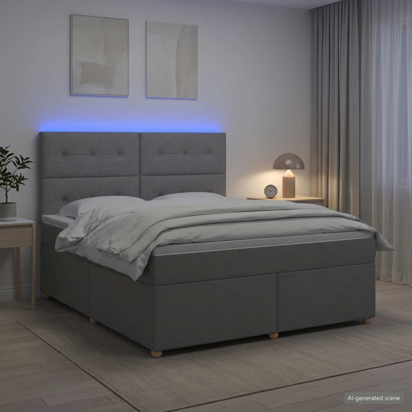 Boxspring ágy matraccal Világosszürke 140 x 190 cm Szövet