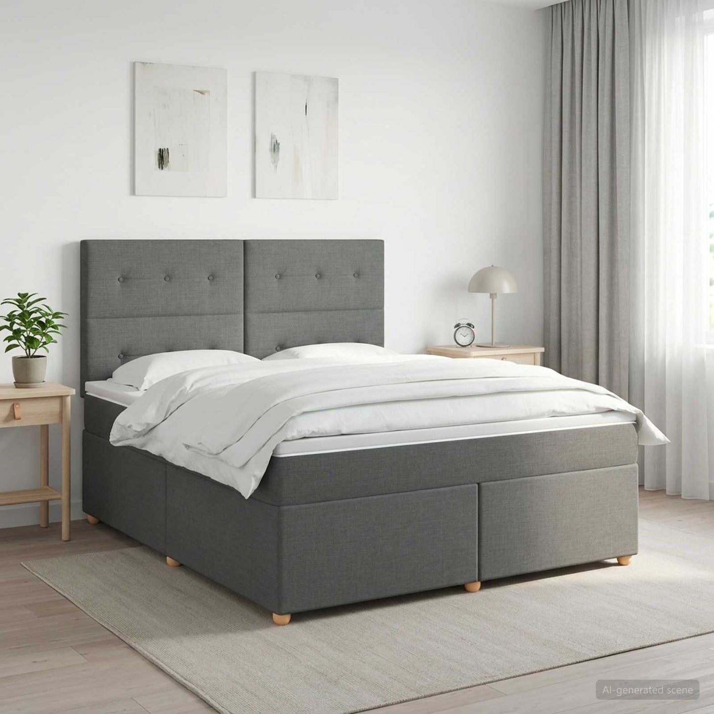 Boxspring ágy matraccal Sötétszürke 140 x 190 cm Szövet