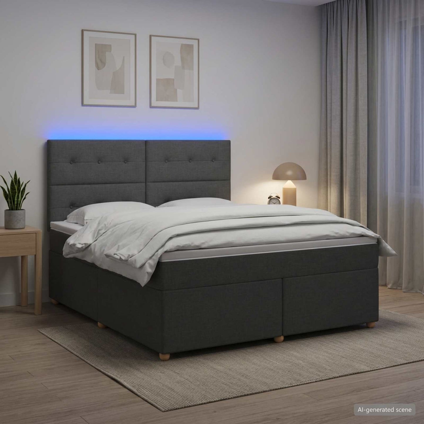 Boxspring ágy matraccal Sötétszürke 140 x 190 cm Szövet