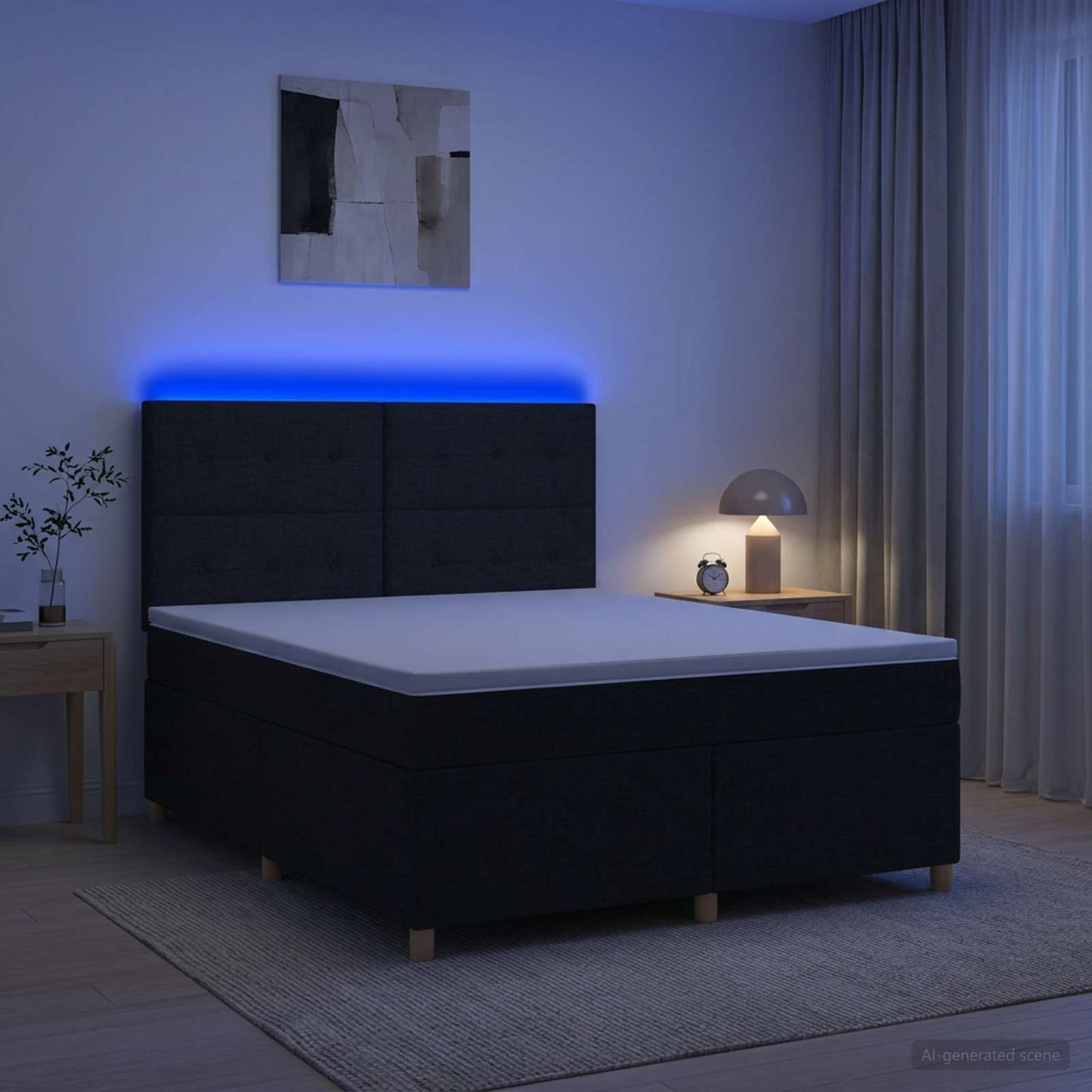 Boxspring ágy matraccal fejtámlával Fekete 180 x 200 cm Szövet