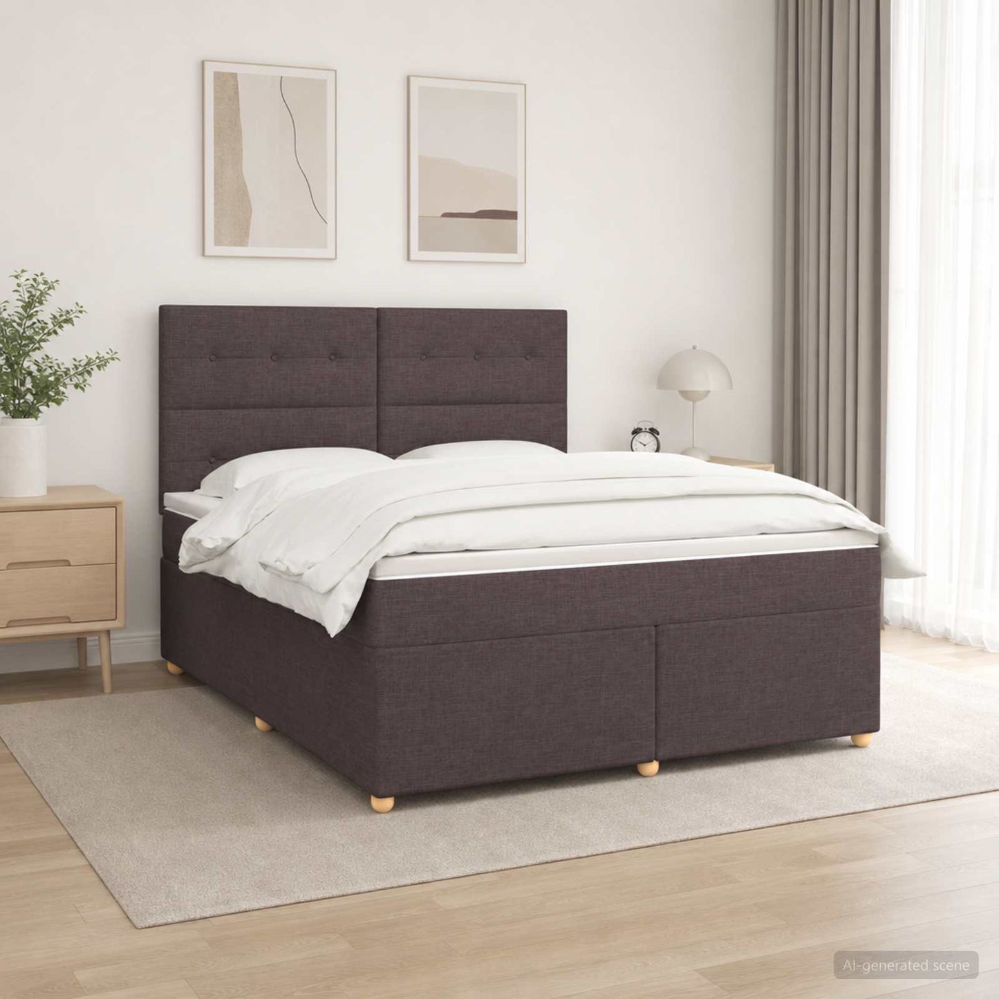 Boxspring ágy matraccal Sötét Barna 140 x 190 cm Szövet