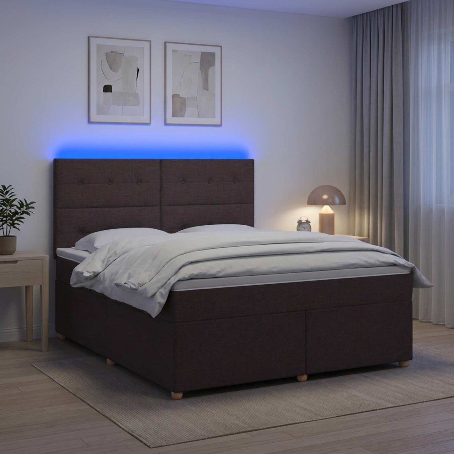 Boxspring ágy matraccal Sötét Barna 140 x 200 cm Szövet