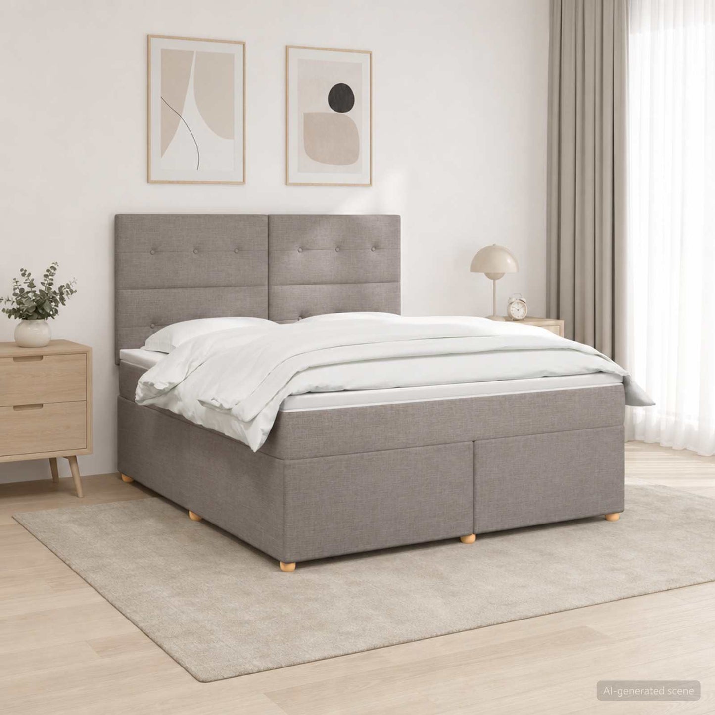 Boxspring ágy matraccal Tópszínű 160 x 200 cm Szövet