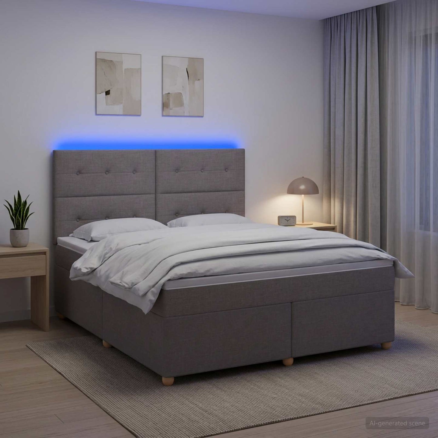 Boxspring ágy matraccal Tópszínű 140 x 200 cm Szövet