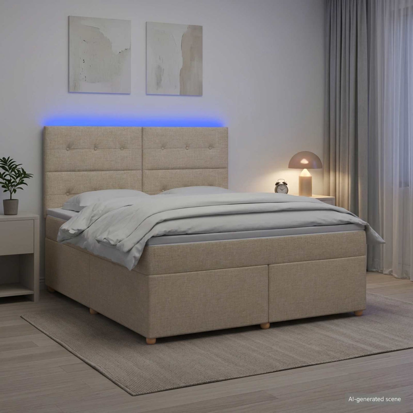 Boxspring ágy matraccal Krémszínű 180 x 200 cm Szövet
