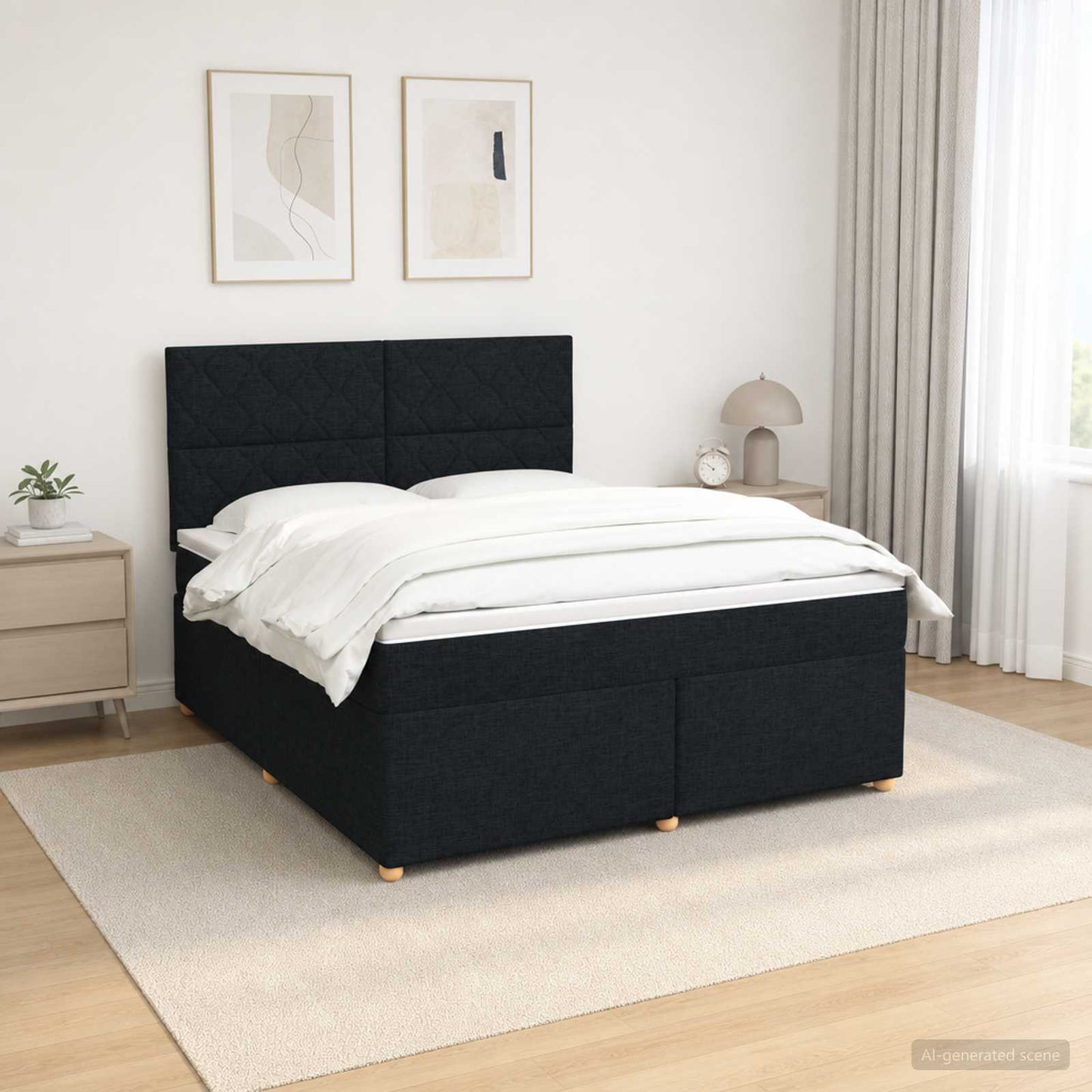 Boxspring ágy matraccal fejtámlával Fekete 180 x 200 cm Szövet