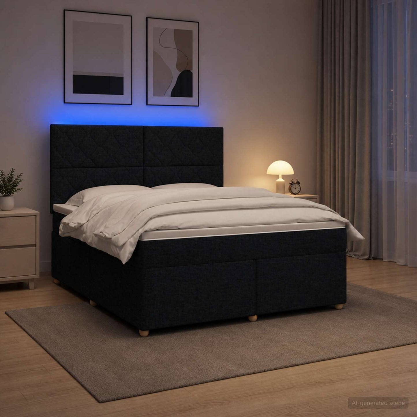 Boxspring ágy matraccal fejtámlával Fekete 180 x 200 cm Szövet
