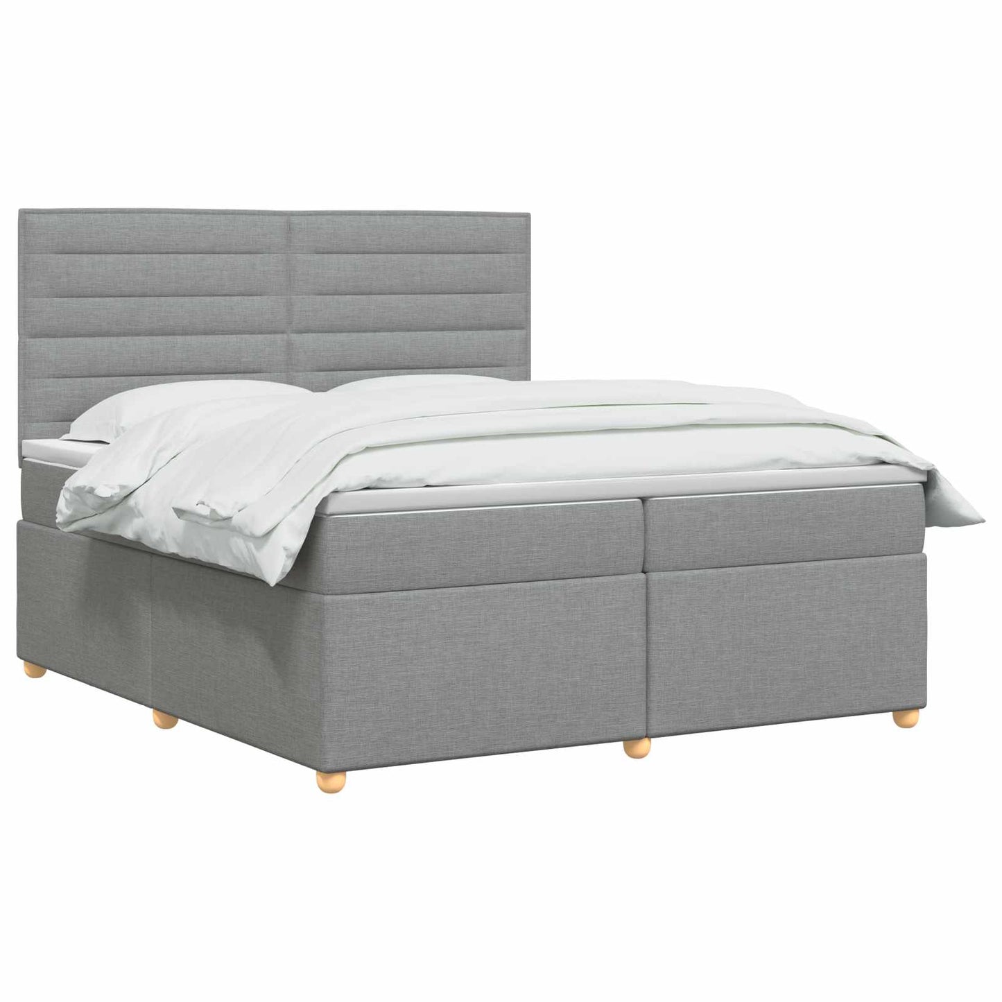 Boxspring ágy matraccal Világosszürke 200 x 200 cm Szövet