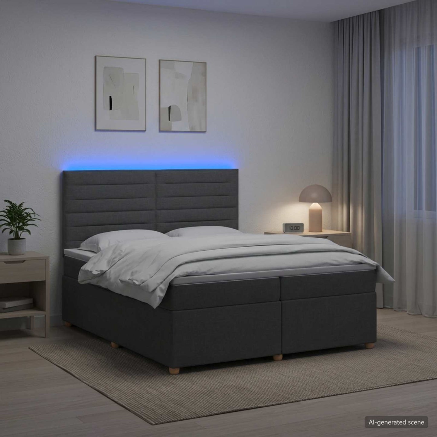 Boxspring ágy matraccal Sötétszürke 200 x 200 cm Szövet
