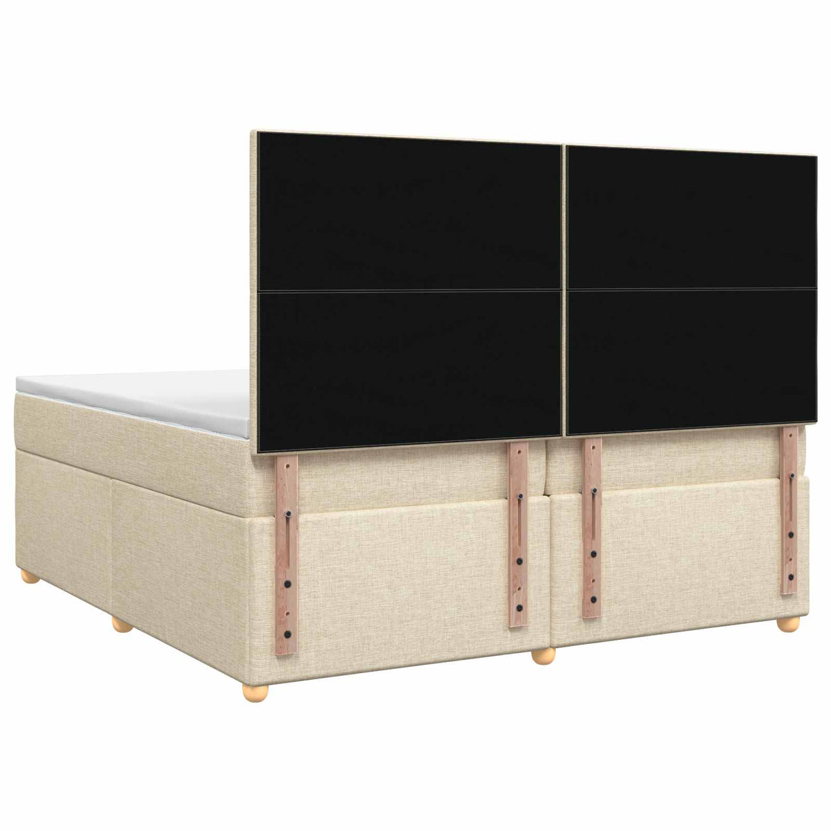 Boxspring ágy matraccal Krémszínű 200 x 200 cm Szövet