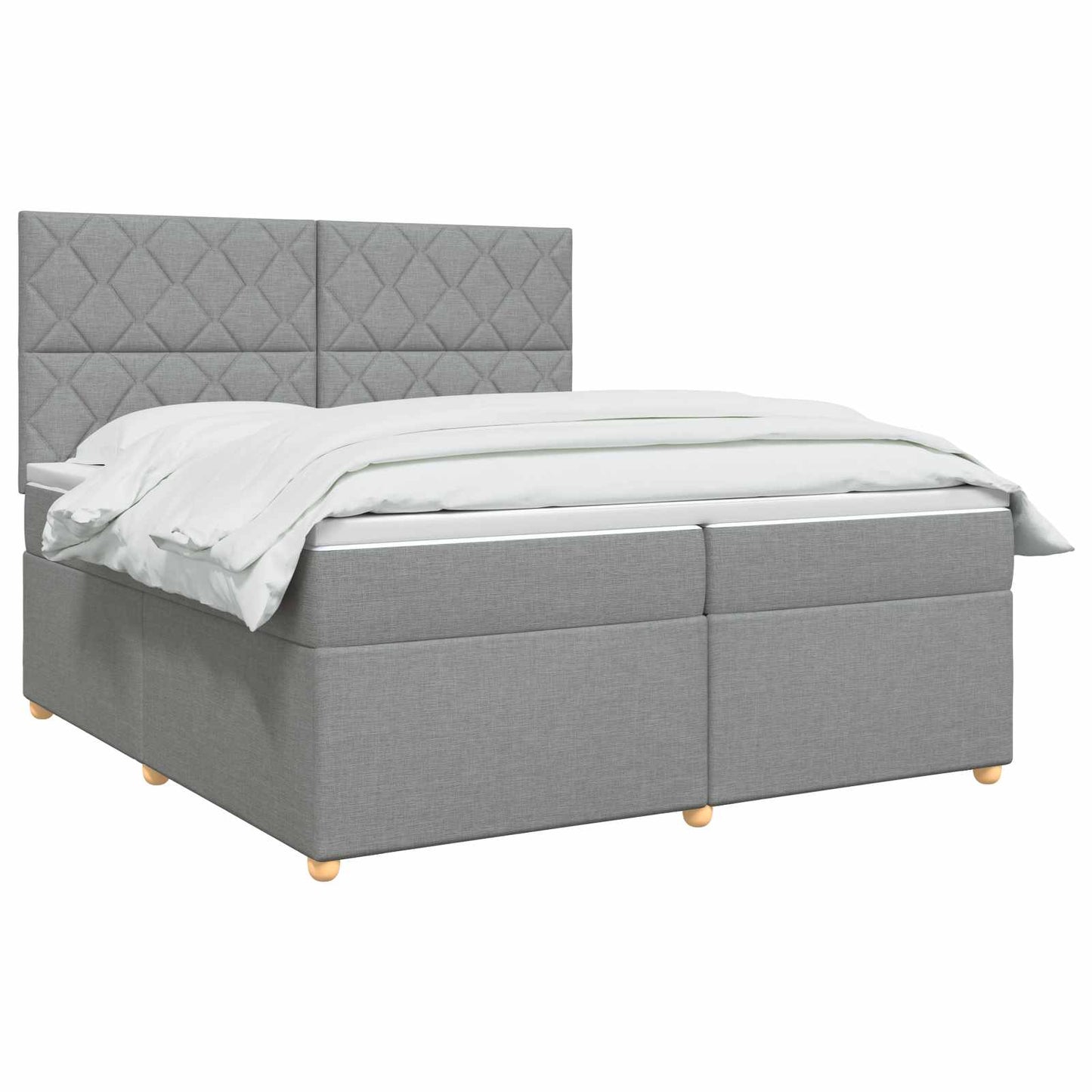 Boxspring ágy matraccal Világosszürke 200 x 200 cm Szövet