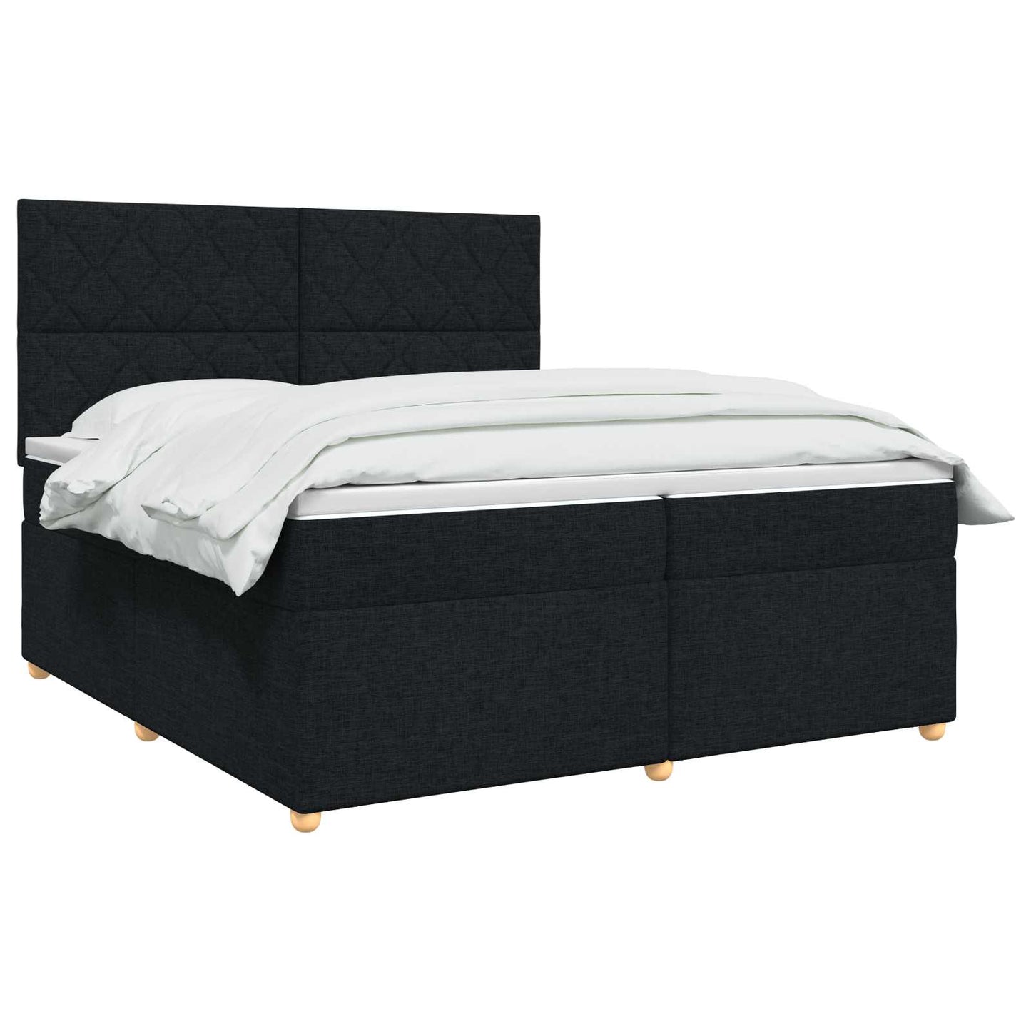 Boxspring ágy matraccal fejtámlával Fekete 200 x 200 cm Szövet