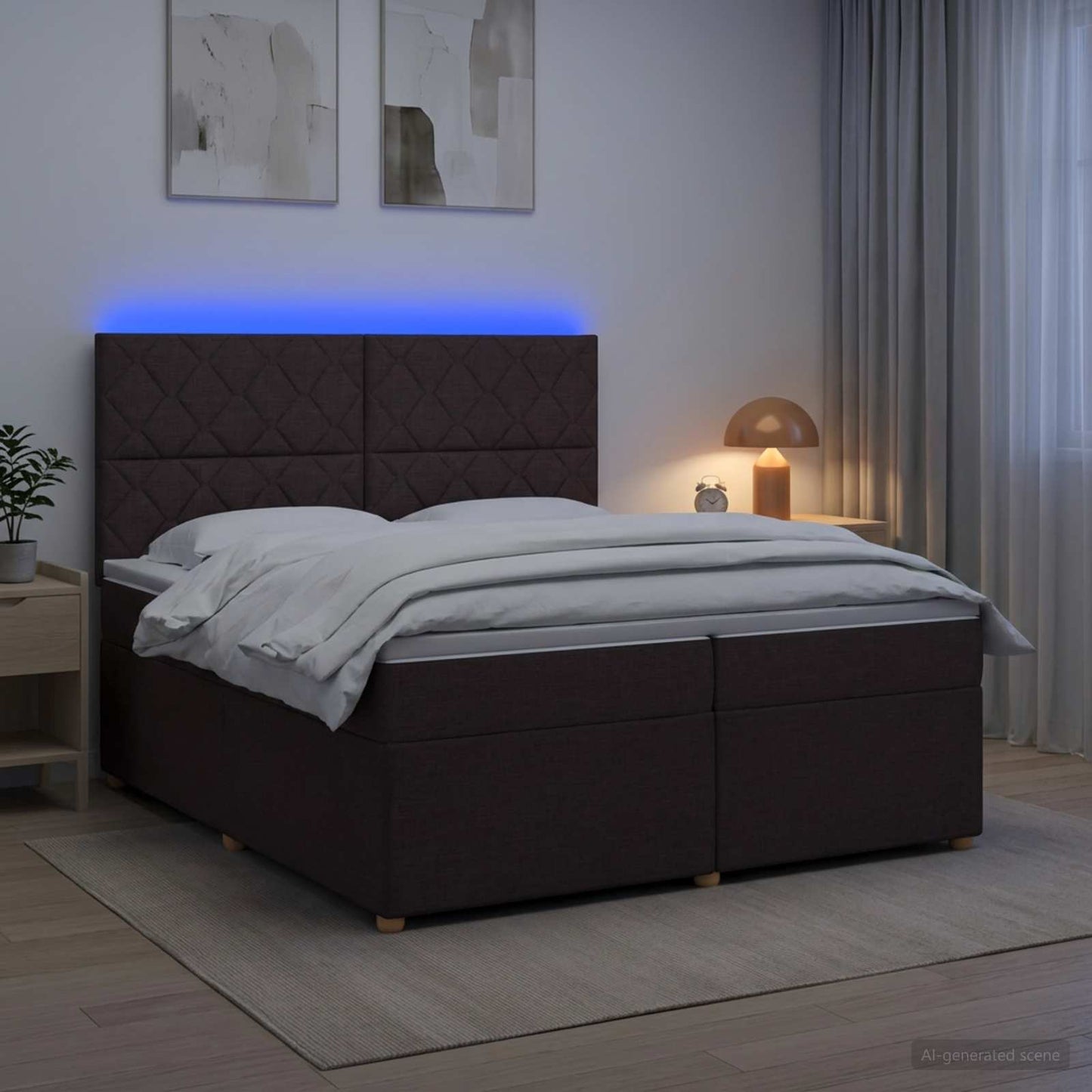 Boxspring ágy matraccal Sötét Barna 200 x 200 cm Szövet
