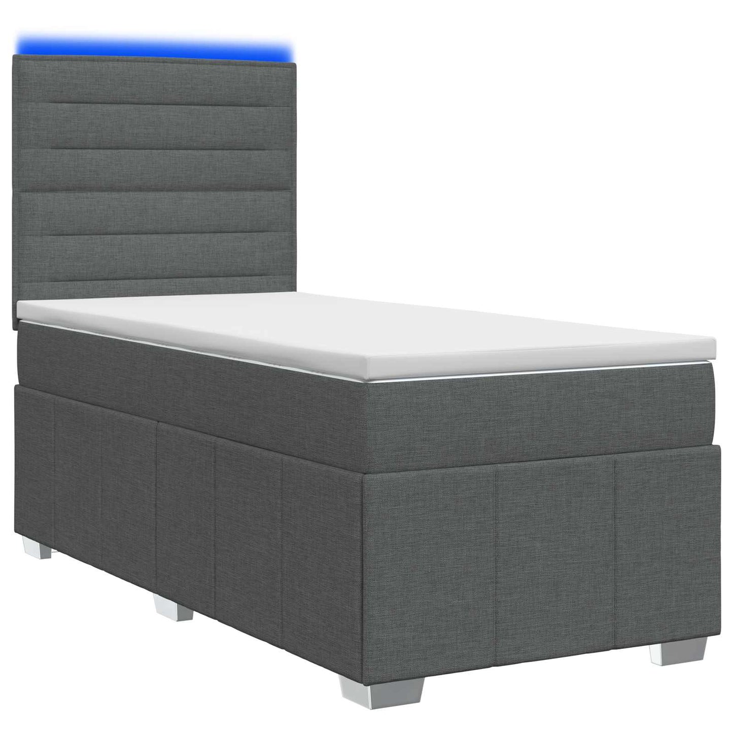 LED Boxspring Ágy Mattal Sötétszürke 80 x 200 cm Szövet