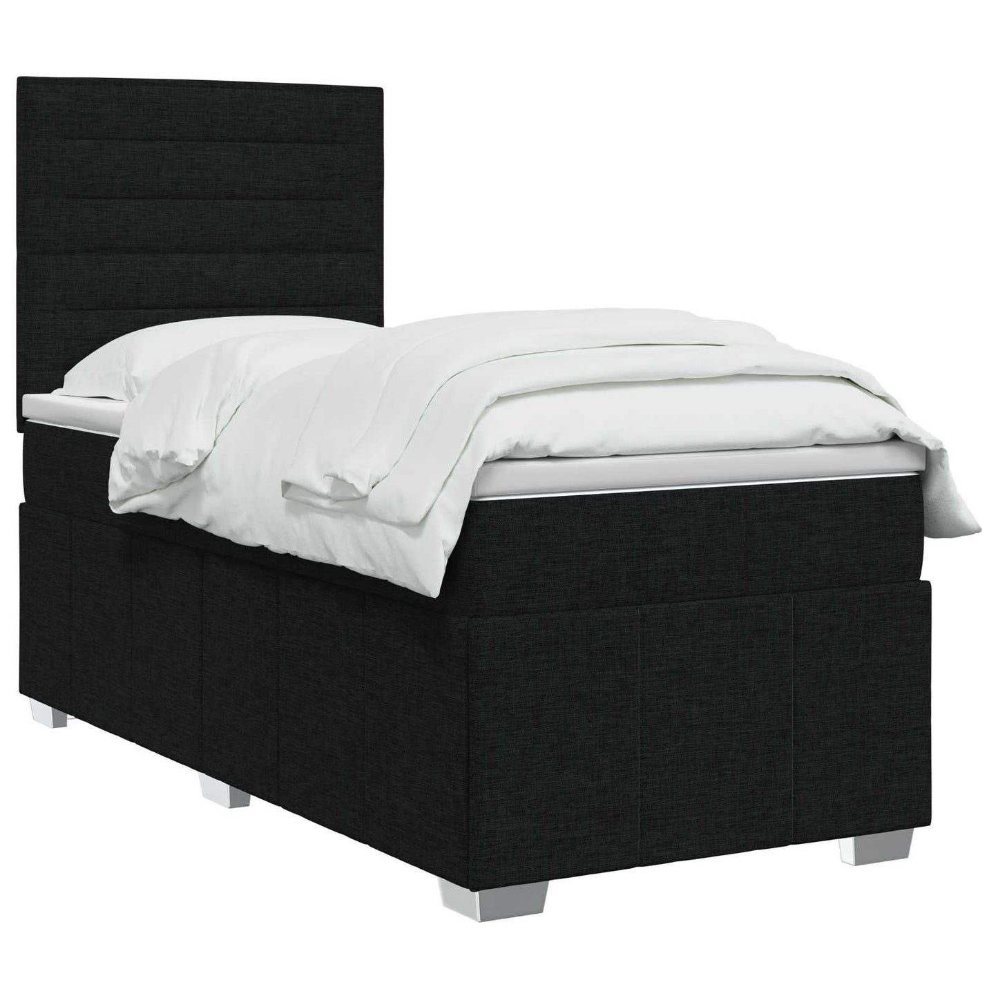 LED Boxspring Ágy Mattal fejtámlával Fekete 80 x 200 cm Szövet