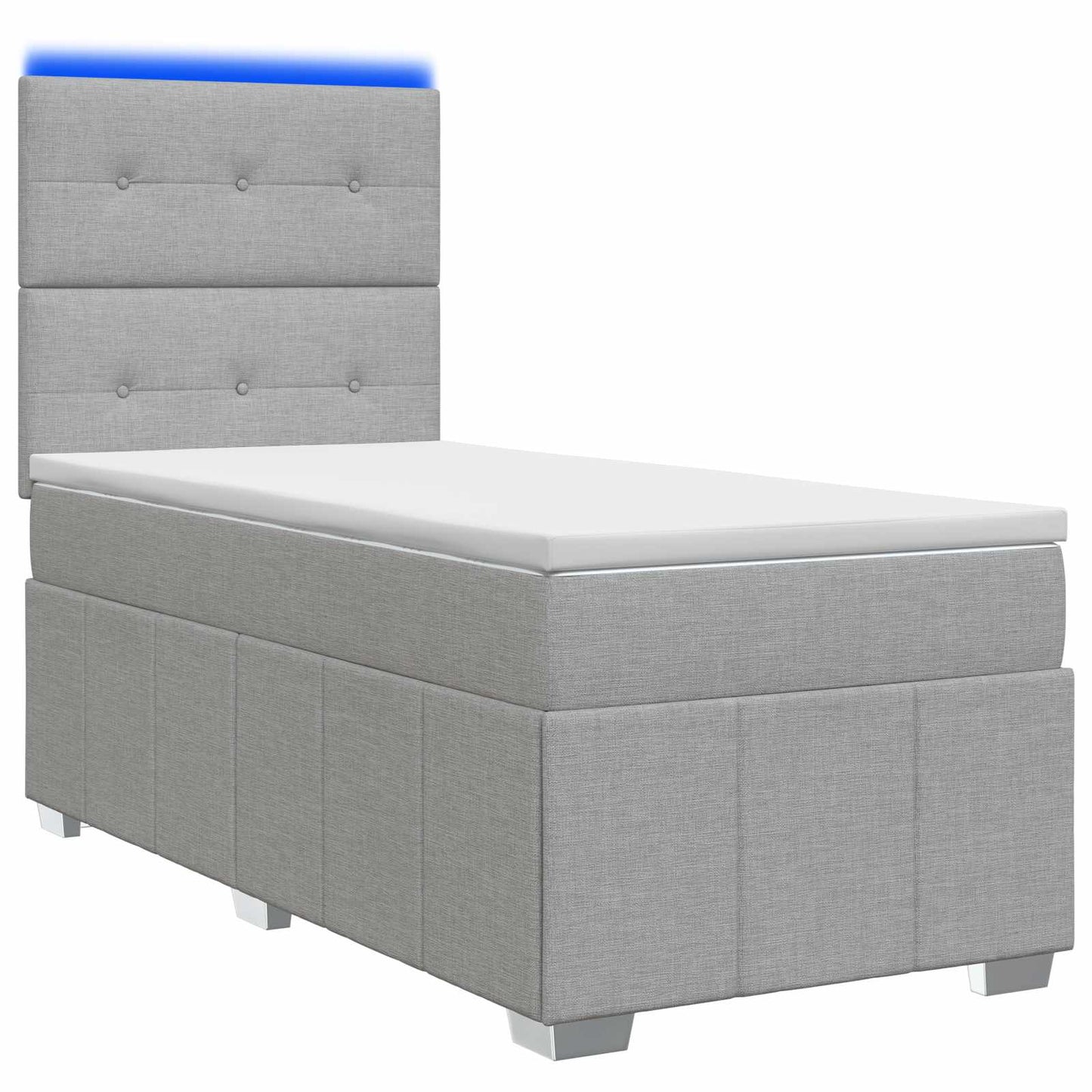 LED Boxspring Ágy Mattal Világosszürke 80 x 200 cm Szövet