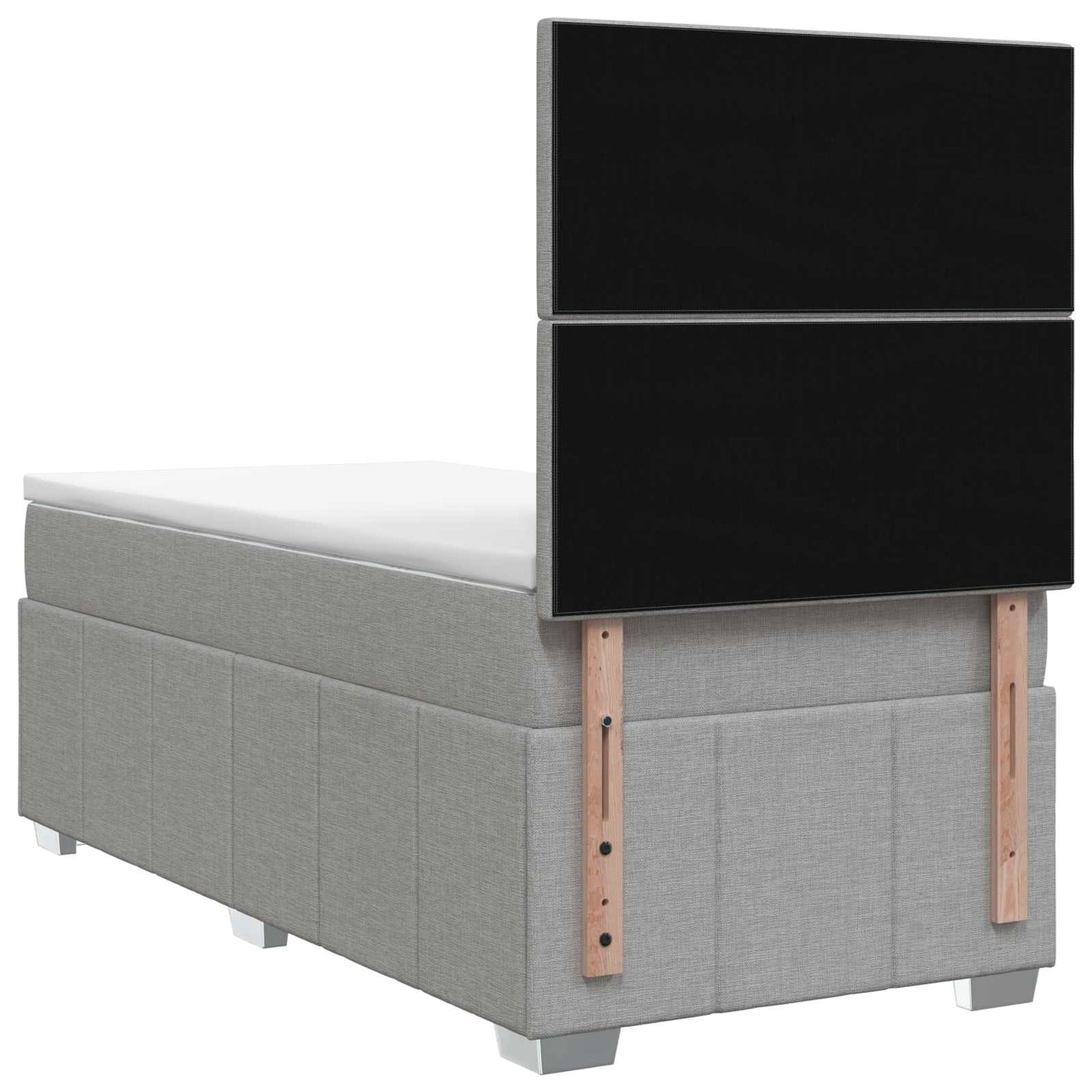 LED Boxspring Ágy Mattal Világosszürke 80 x 200 cm Szövet