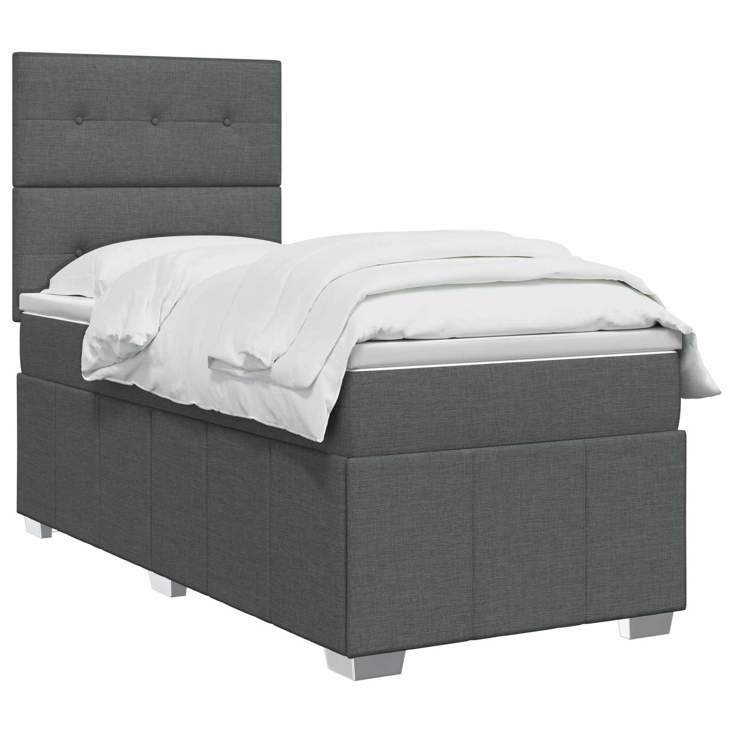 LED Boxspring Ágy Mattal Sötétszürke 80 x 200 cm Szövet