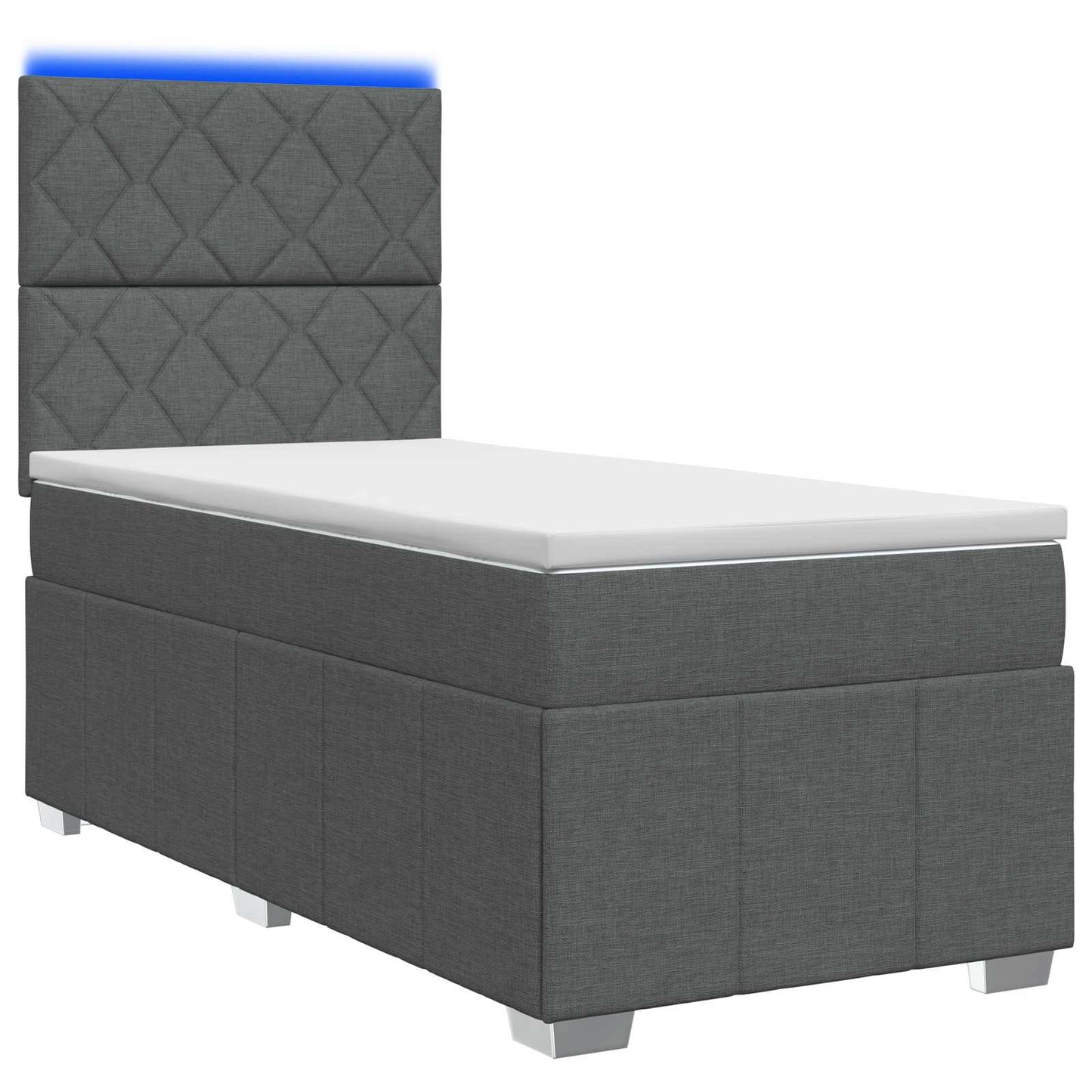 LED Boxspring Ágy Mattal Sötétszürke 80 x 200 cm Szövet