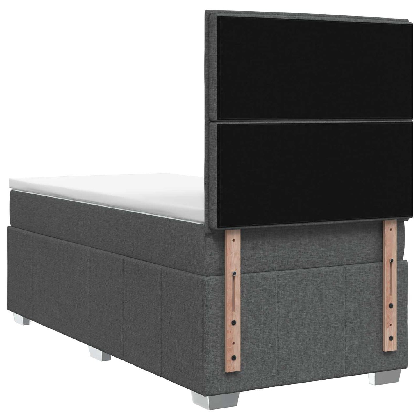 LED Boxspring Ágy Mattal Sötétszürke 80 x 200 cm Szövet