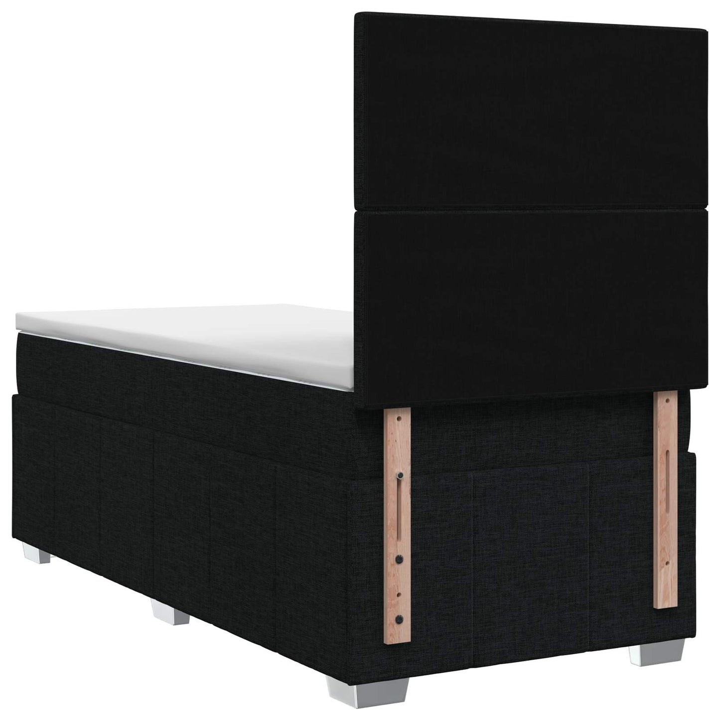 LED Boxspring Ágy Mattal fejtámlával Fekete 90 x 190 cm Szövet