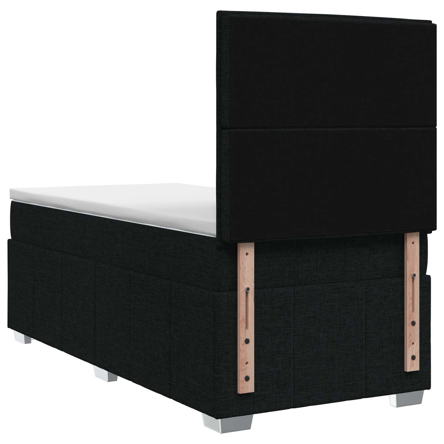 LED Boxspring Ágy Mattal fejtámlával Fekete 90 x 190 cm Szövet