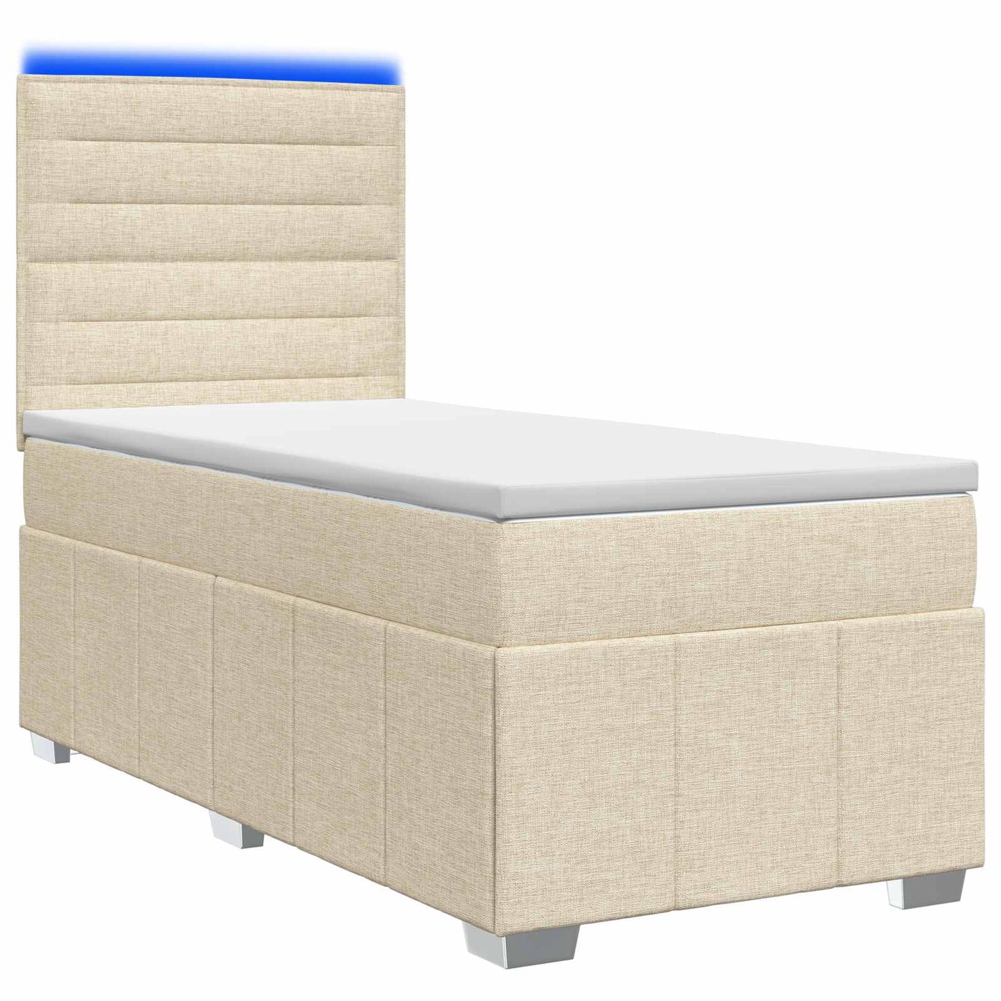 LED Boxspring Ágy Mattal Krémszínű 90 x 200 cm Szövet