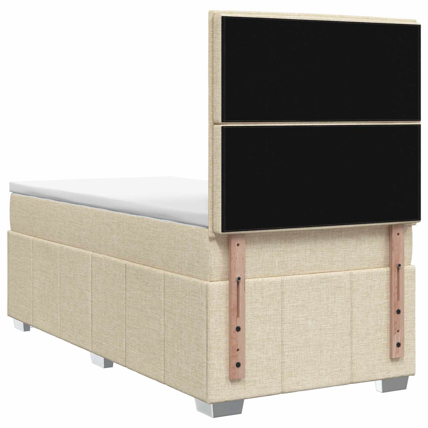 LED Boxspring Ágy Mattal Krémszínű 90 x 200 cm Szövet