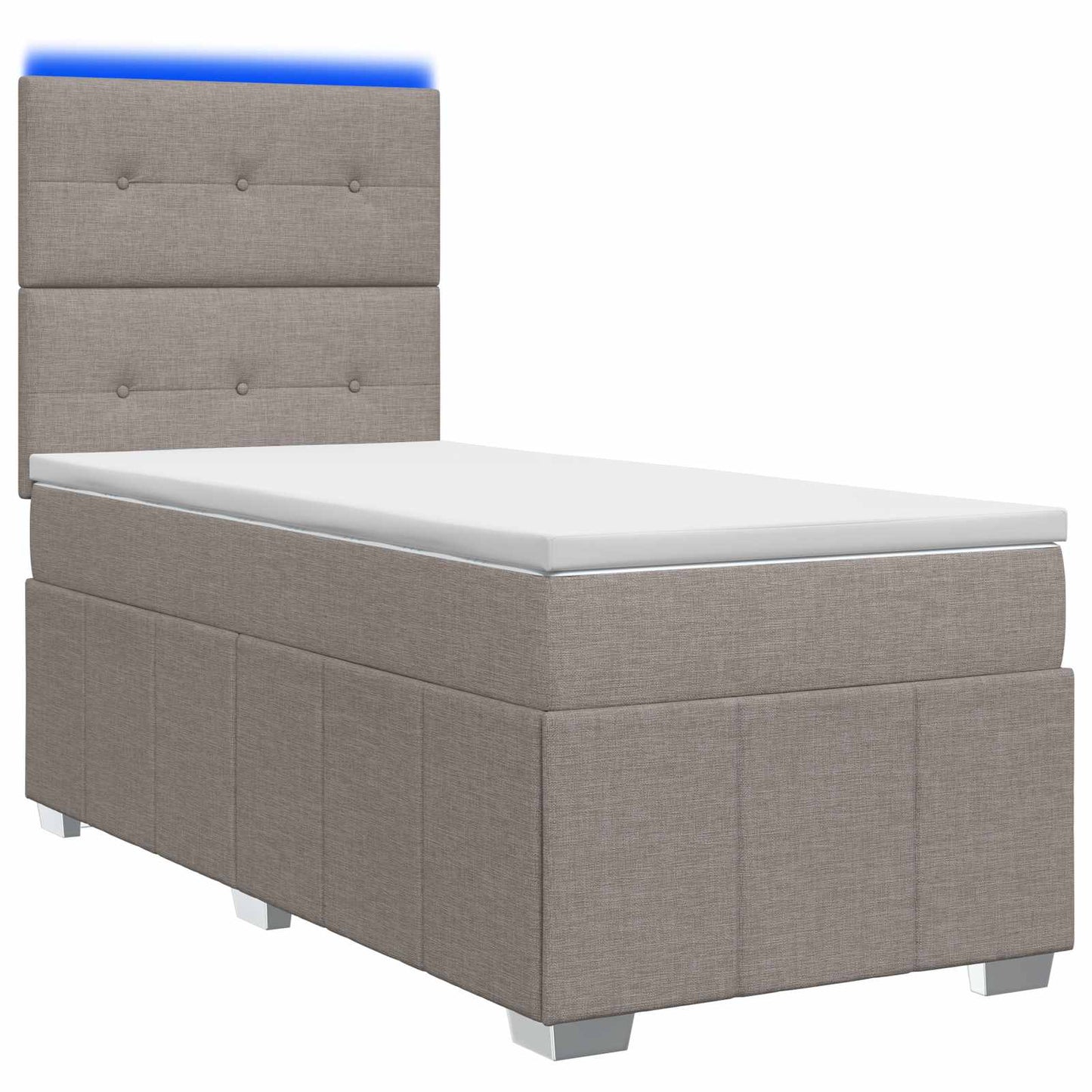 LED Boxspring Ágy Mattal Tópszínű 90 x 200 cm Szövet