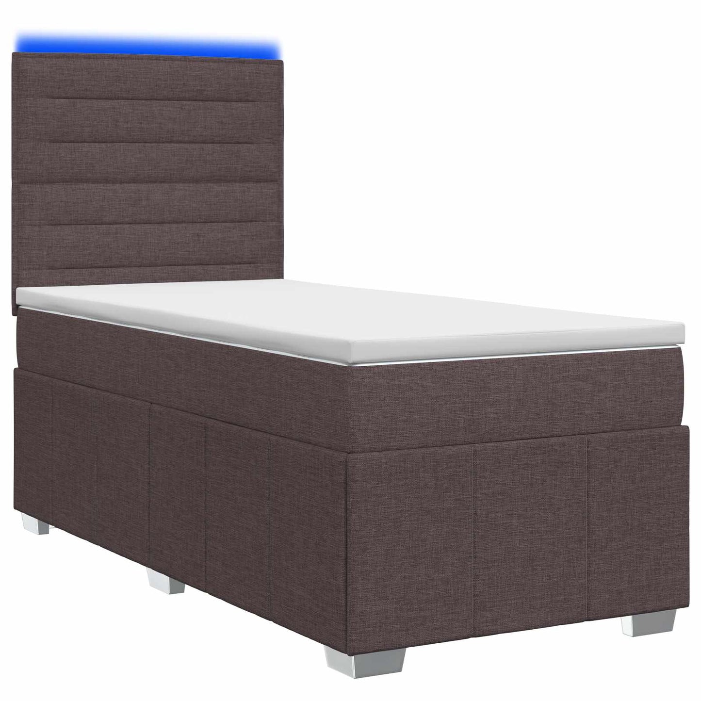 LED Boxspring Ágy Mattal Sötét Barna 100 x 200 cm Szövet