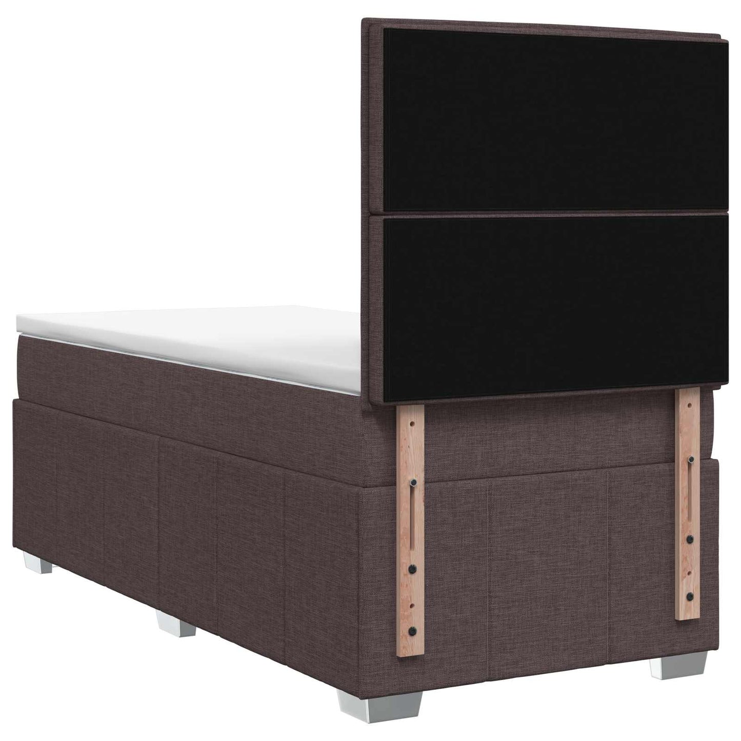 LED Boxspring Ágy Mattal Sötét Barna 100 x 200 cm Szövet