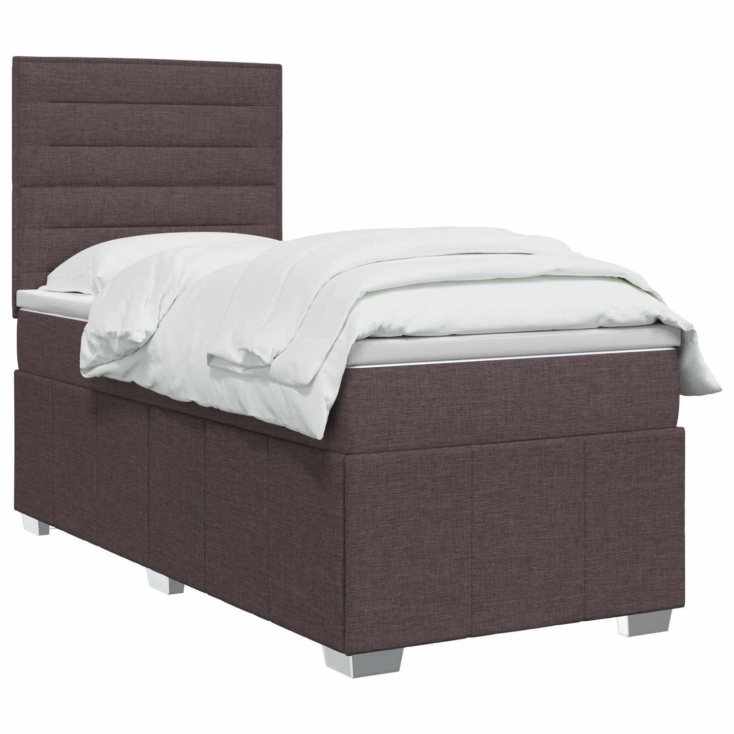 LED Boxspring Ágy Mattal Sötét Barna 100 x 200 cm Szövet