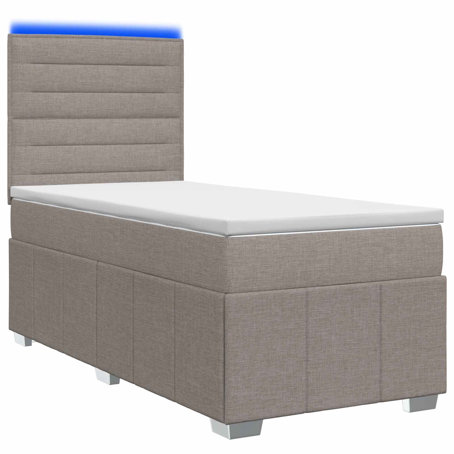 LED Boxspring Ágy Mattal Tópszínű 100 x 200 cm Szövet