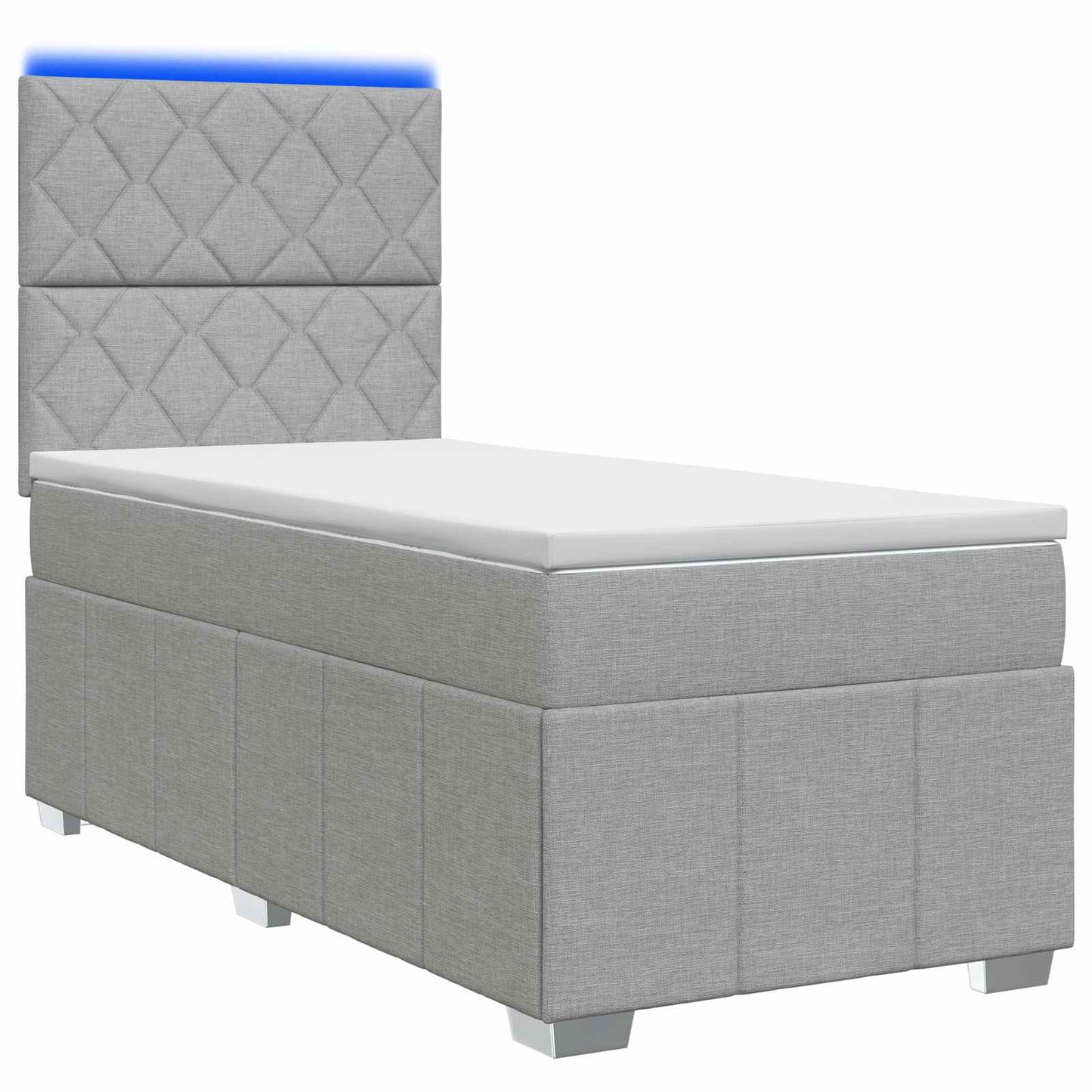 LED Boxspring Ágy Mattal Világosszürke 100 x 200 cm Szövet