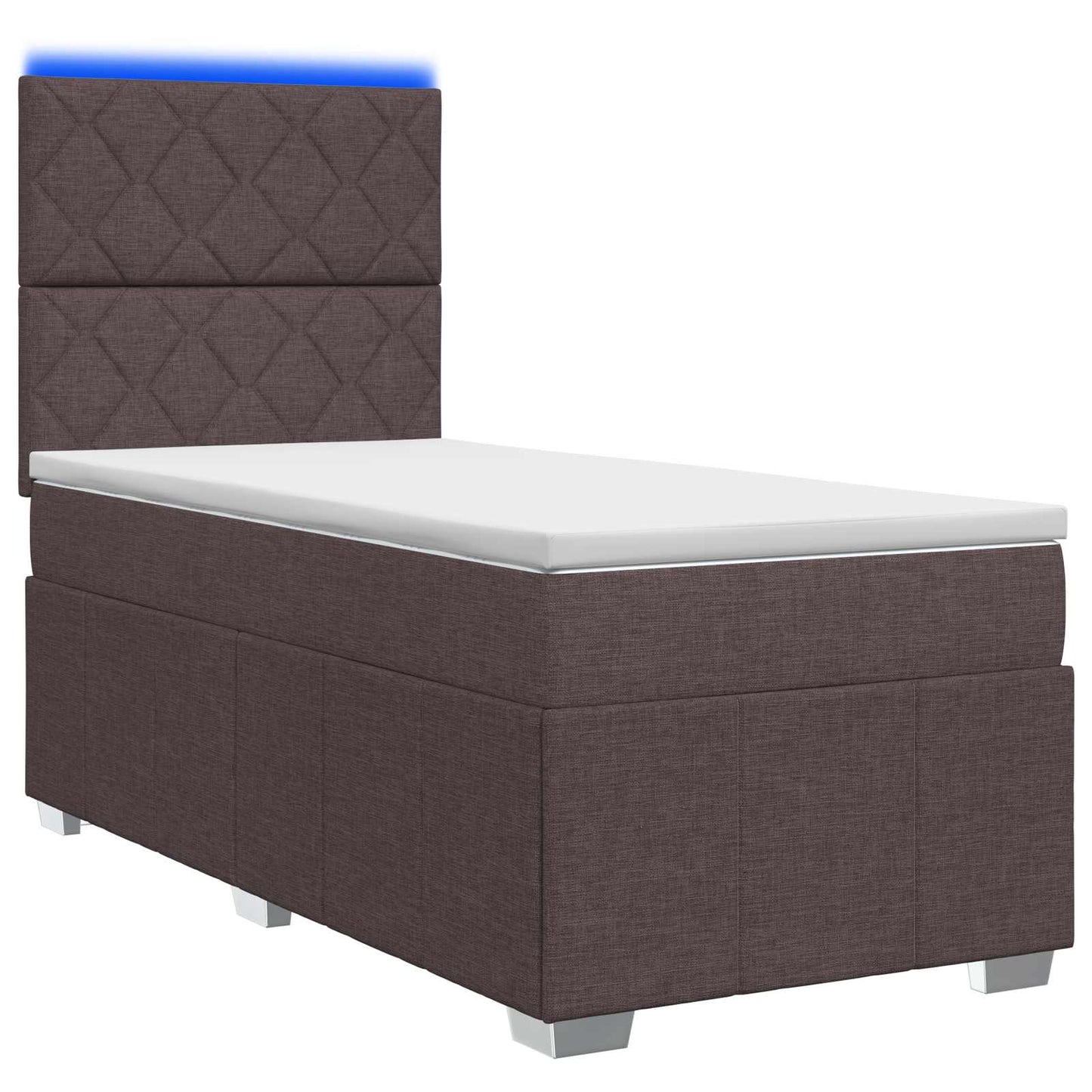 LED Boxspring Ágy Mattal Sötét Barna 100 x 200 cm Szövet