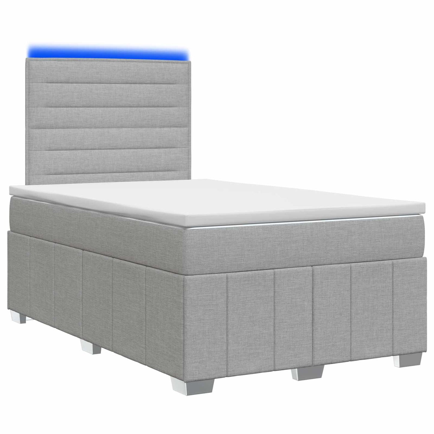 LED Boxspring Ágy Mattal Világosszürke 120 x 190 cm Szövet