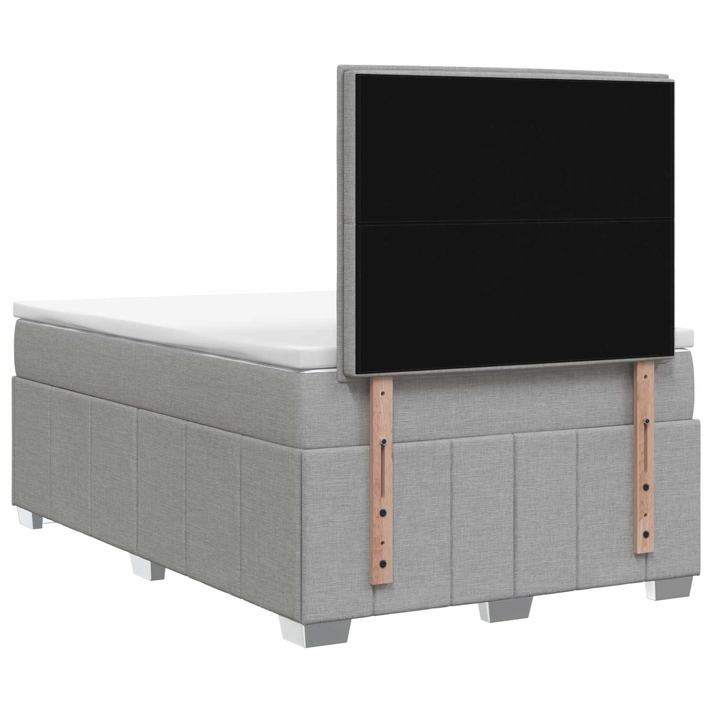 LED Boxspring Ágy Mattal Világosszürke 120 x 190 cm Szövet