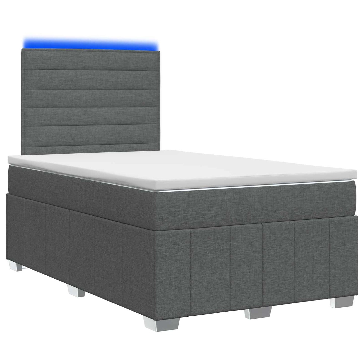 LED Boxspring Ágy Mattal Sötétszürke 120 x 190 cm Szövet
