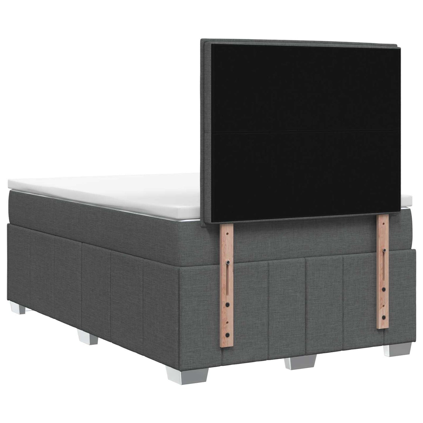 LED Boxspring Ágy Mattal Sötétszürke 120 x 190 cm Szövet