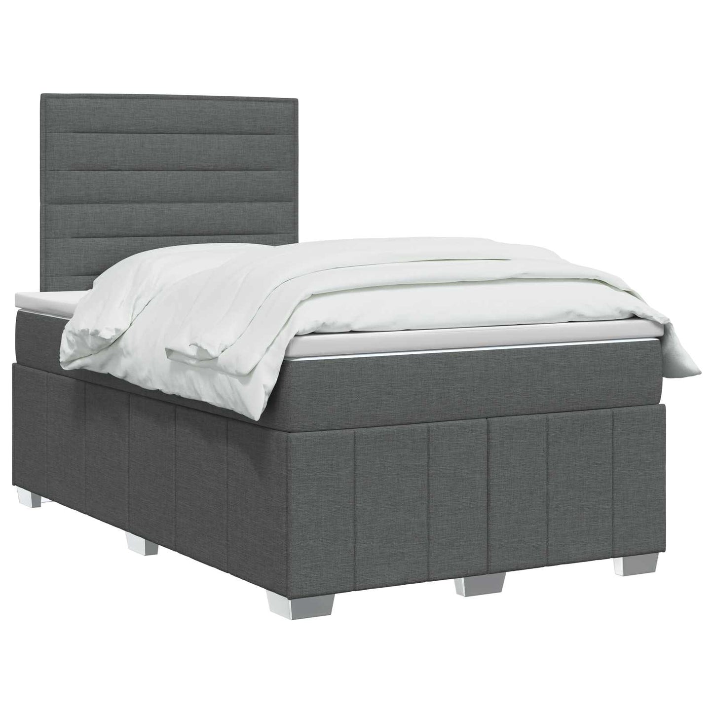 LED Boxspring Ágy Mattal Sötétszürke 120 x 190 cm Szövet
