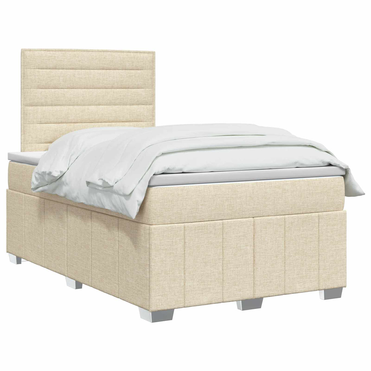 LED Boxspring Ágy Mattal Krémszínű 120 x 190 cm Szövet