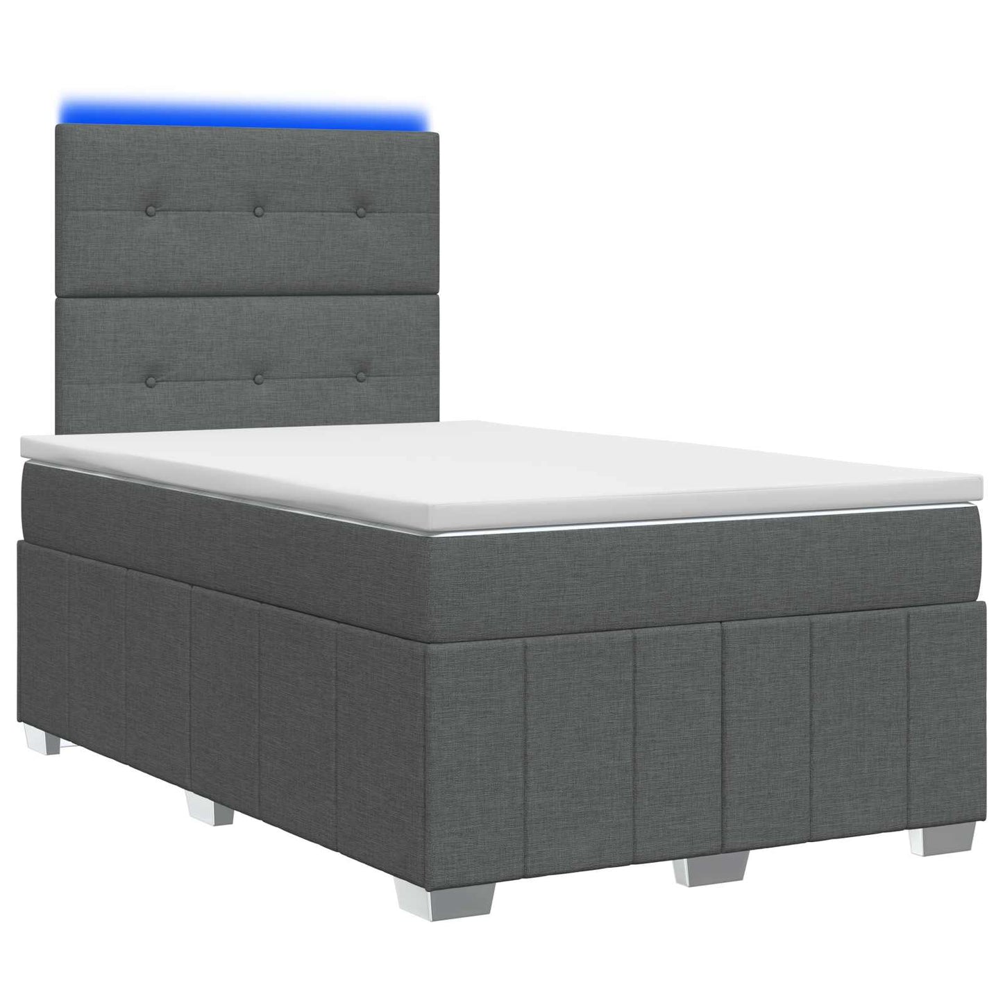 LED Boxspring Ágy Mattal Sötétszürke 120 x 190 cm Szövet