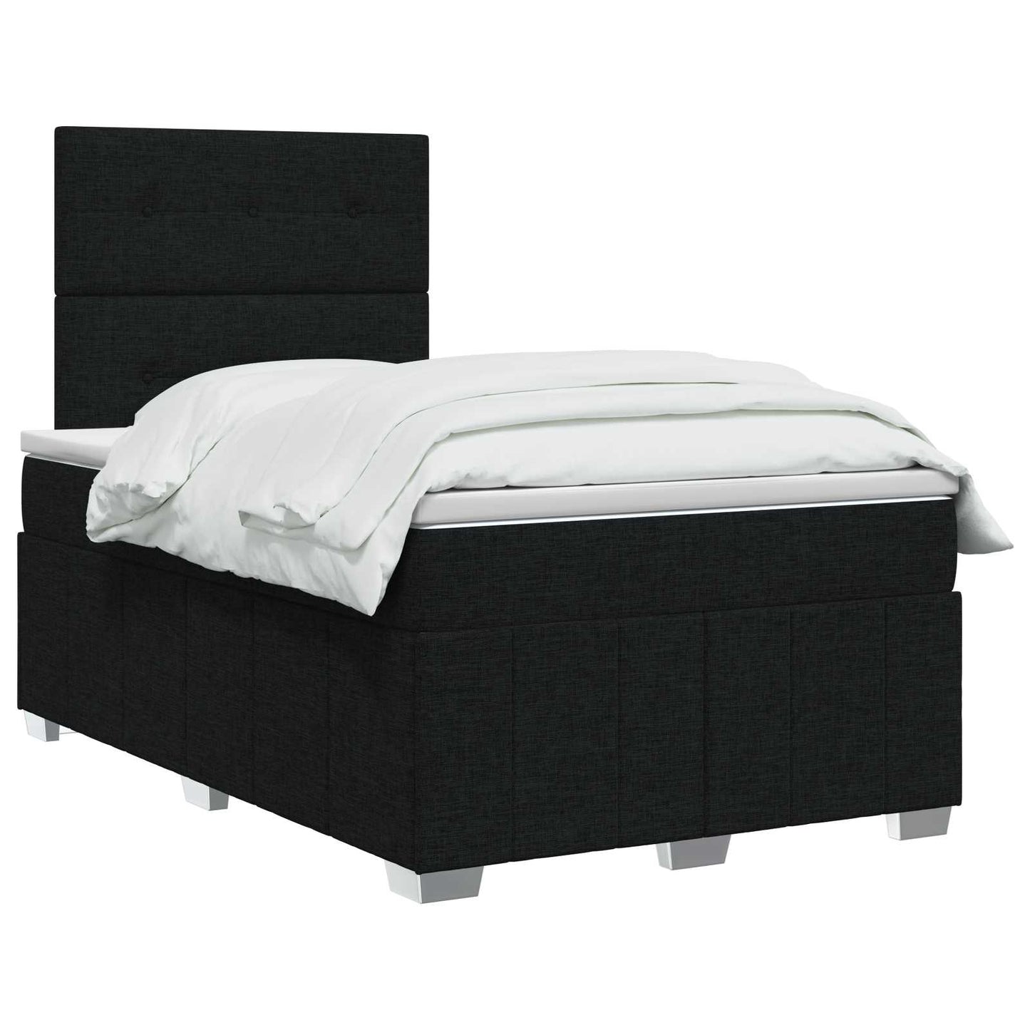 LED Boxspring Ágy Mattal fejtámlával Fekete 120 x 190 cm Szövet