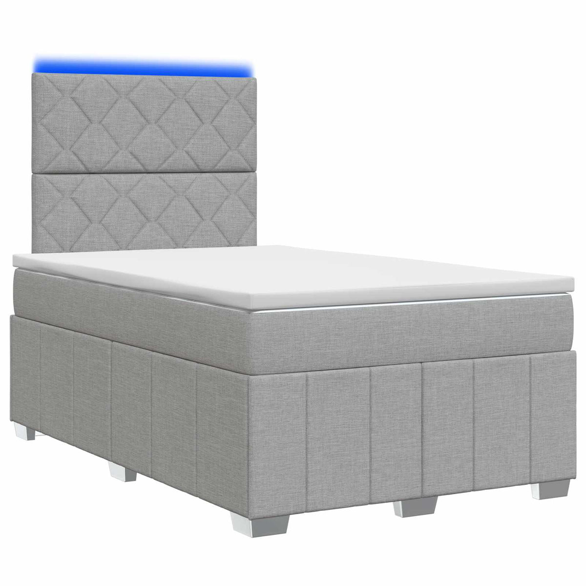 LED Boxspring Ágy Mattal Világosszürke 120 x 190 cm Szövet
