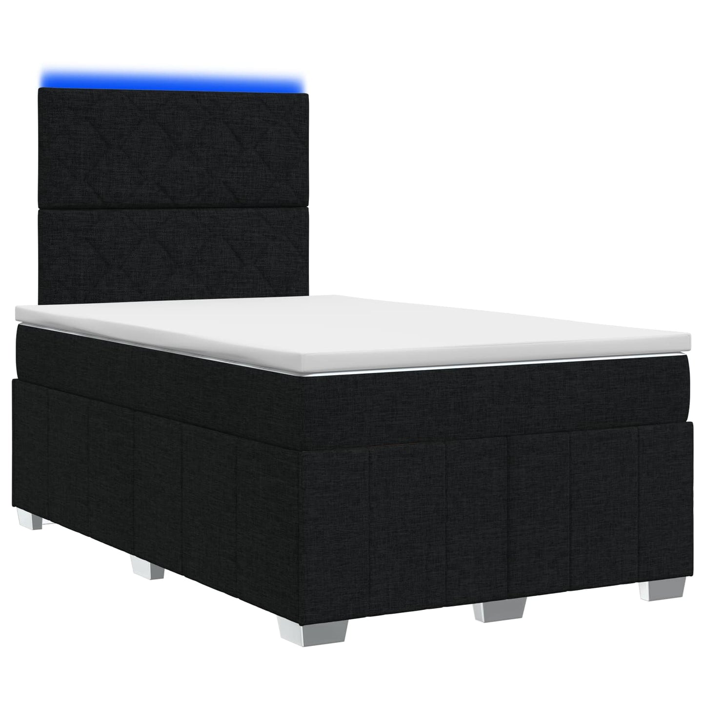 LED Boxspring Ágy Mattal fejtámlával Fekete 120 x 190 cm Szövet