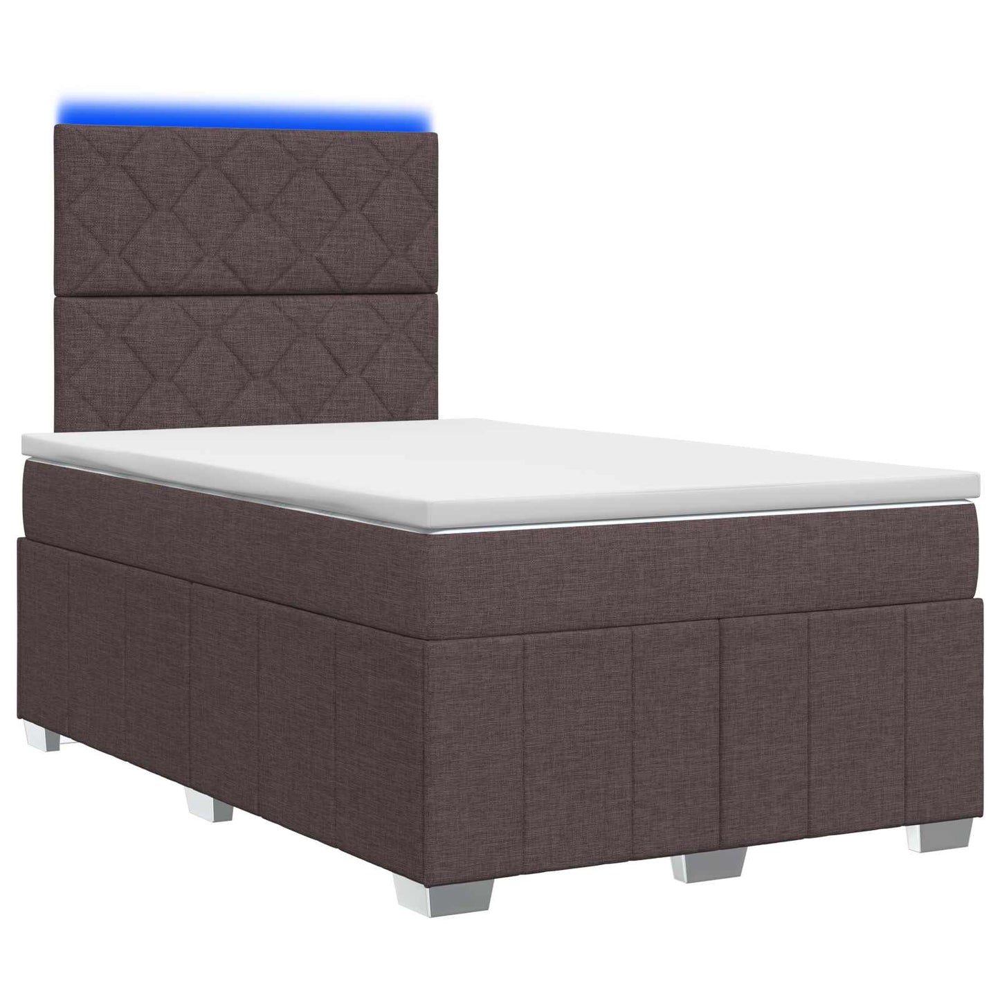 LED Boxspring Ágy Mattal Sötét Barna 120 x 190 cm Szövet
